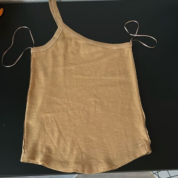 NWOT Free People One Way or Another One Shoulder Cotton Tank Brown Flirty M Chic - Picture 5 of 12